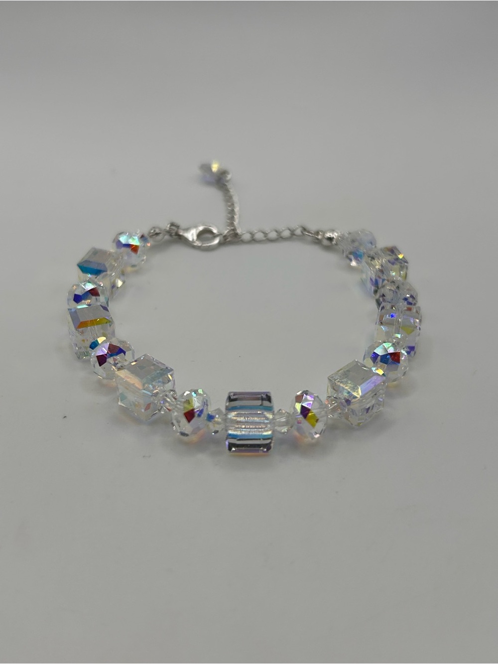 Vintage AB crystal silver bracelet